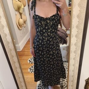 O.P.T. Black Floral Midi Dress